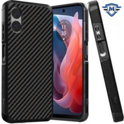 Motorola Moto G Play 2024 Tough Strong MetKase Hybrid (Magnet Mount Friendly) Case Cover - Carbo