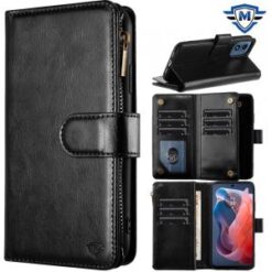 Motorola Moto G Play 2024 METKASE Luxury Wallet Card ID Zipper Money Holder in Slide-Out Package