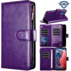 Motorola Moto G Play 2024 METKASE Luxury Wallet Card ID Zipper Money Holder in Slide-Out Package