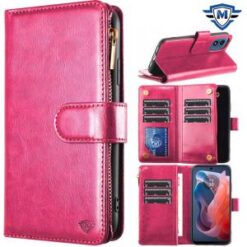 Motorola Moto G Play 2024 METKASE Luxury Wallet Card ID Zipper Money Holder in Slide-Out Package