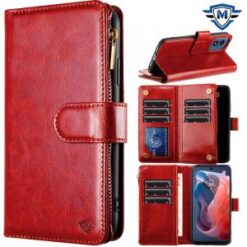 Motorola Moto G Play 2024 METKASE Luxury Wallet Card ID Zipper Money Holder in Slide-Out Package