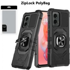 [PolyBag]  Motorola Moto G Stylus 5G 2024  Robotic Hybrid with Magnetic Ring Stand - Black