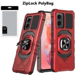 [PolyBag]  Motorola Moto G Stylus 5G 2024  Robotic Hybrid with Magnetic Ring Stand - Red