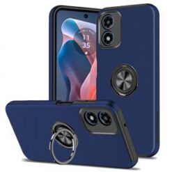 Motorola Moto G Play 2024 CHIEF Oil Painted Magnetic Ring Stand Hybrid Case Cover - Dark Blue