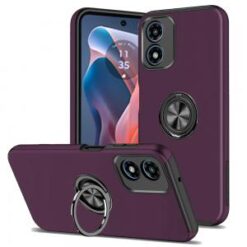 Motorola Moto G Play 2024 CHIEF Oil Painted Magnetic Ring Stand Hybrid Case Cover - Dark Purple
