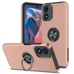 Motorola Moto G Play 2024 CHIEF Oil Painted Magnetic Ring Stand Hybrid Case Cover - Rose Gold