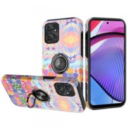 Motorola G POWER 5G (2023) Sketch Design Hybrid Magnetic Ring Sand Case Cover - D