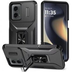Motorola Edge 2024 Complete Magnetic Metal Ring Stand Camera Protection Hybrid - Black
