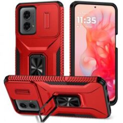 Motorola Moto G Stylus 5G 2024 Complete Magnetic Metal Ring Stand Camera Protection Hybrid - Red