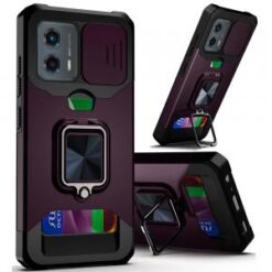Motorola Moto G Stylus 5G 2024 Multi-Functional Card Magnetic Ring Stand Hybrid Camera Case Cove