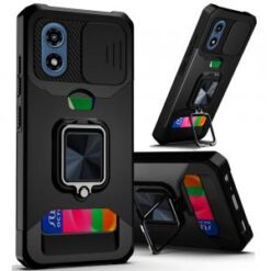 Motorola Moto G Play 2024 Multi-Functional Card Magnetic Ring Stand Hybrid Camera Case Cover - B