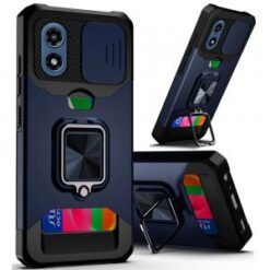 Motorola Moto G Play 2024 Multi-Functional Card Magnetic Ring Stand Hybrid Camera Case Cover - B