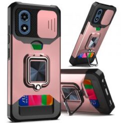 Motorola Moto G Play 2024 Multi-Functional Card Magnetic Ring Stand Hybrid Camera Case Cover - R