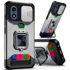 Motorola Moto G Play 2024 Multi-Functional Card Magnetic Ring Stand Hybrid Camera Case Cover - S