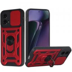 Motorola Moto G Stylus 5G 2024 ELITE Camera Push Magnetic Ring Stand Hybrid Case Cover - Red