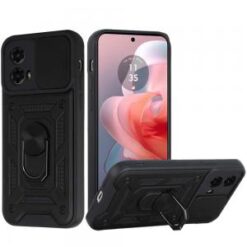 Motorola Moto G Power 5g 2024 ELITE Camera Push Magnetic Ring Stand Hybrid Case Cover - Black