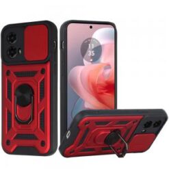 Motorola Moto G Power 5g 2024 ELITE Camera Push Magnetic Ring Stand Hybrid Case Cover - Red