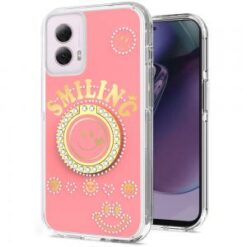 Motorola Moto G Stylus 5G 2024 Smiling Glitter Ornament Bling With Ring Stand Hybrid Case Cover