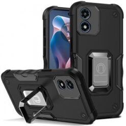 Motorola Moto G Play 2024 OPTIMUM Magnetic Ring Stand Hybrid Case Cover - Black