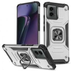 Motorola Moto G Stylus 5G 2024 Robust Magnetic Kickstand Hybrid Case Cover - Silver