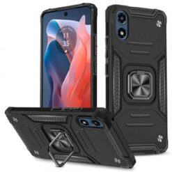 Motorola Moto G Play 2024 Robust Magnetic Kickstand Hybrid Case Cover - Black