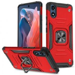 Motorola Moto G Play 2024 Robust Magnetic Kickstand Hybrid Case Cover - Red