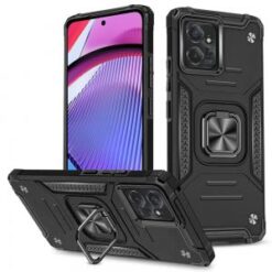 Motorola G POWER 5G (2023) Robust Magnetic Kickstand Hybrid Case Cover - Black