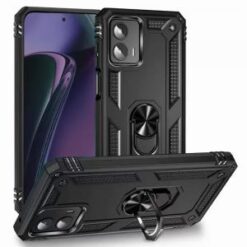 Motorola Moto G Stylus 5G 2024 Ring Magnetic Kickstand Hybrid Case Cover - Black
