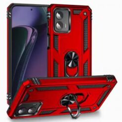 Motorola Moto G Stylus 5G 2024 Ring Magnetic Kickstand Hybrid Case Cover - Red