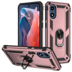 Motorola Moto G Play 2024 Ring Magnetic Kickstand Hybrid Case Cover - Rose Gold