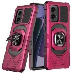 Motorola Moto G Stylus 5G 2024 Robotic Hybrid with Magnetic Ring Stand Case Cover - Hot Pink