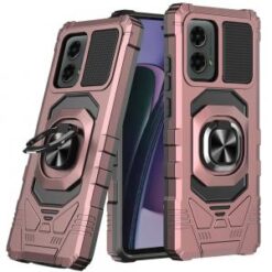 Motorola Moto G Stylus 5G 2024 Robotic Hybrid with Magnetic Ring Stand Case Cover - Rose Gold