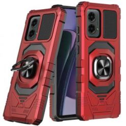 Motorola Moto G Stylus 5G 2024 Robotic Hybrid with Magnetic Ring Stand Case Cover - Red