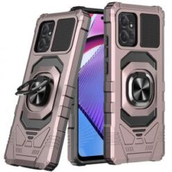 Motorola G POWER 5G (2023) Robotic Hybrid with Magnetic Ring Stand Case Cover - Rose Gold