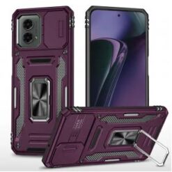 Motorola Moto G Stylus 5G 2024 Utter Tough Metal Ring Movable Camera Window Hybrid Case Cover -