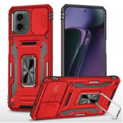 Motorola Moto G Stylus 5G 2024 Utter Tough Metal Ring Movable Camera Window Hybrid Case Cover -