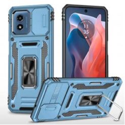 Motorola Moto G Play 2024 Utter Tough Metal Ring Movable Camera Window Hybrid Case Cover - Light