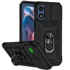 Motorola Moto G Play 2024 Well Protective Magentic Ring Stand Camera Protective Cover Case - Bla