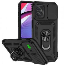 Motorola G POWER 5G (2023) Well Protective Magentic Ring Stand Camera Protective Cover Case - Bl