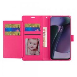 Motorola Moto G Stylus 5G 2024 Wallet ID Card Holder Case Cover - Hot Pink