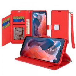 Motorola Moto G Play 2024 Wallet ID Card Holder Case Cover - Red
