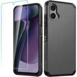 Motorola Moto G Stylus 5G 2024 Tough Strong Hybrid Case Cover + Tempered Glass - Charcoal Grey