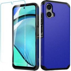Motorola Moto G Power 5g 2024 Tough Strong Hybrid Case Cover + Tempered Glass - Classic Blue