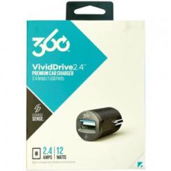 360 VividDrive 2.4 AMP - 1 PORT - Premium Car Charger (ITEM #360535) - BK (RACK 16 #1)