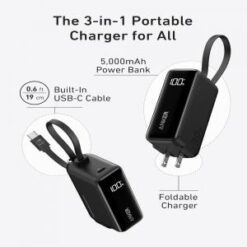 ANKER 5K MAH 30W FUSION POWER BANK W/ BUILT-IN USB-C CABLE & DIGITAL DISPLAY - BLACK (LANE B -RACK 3
