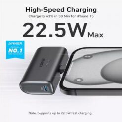 ANKER NANO 22.5W POWER BANK WITH BUILT-IN FOLDABLE USB-C CONNECTOR - BLACK (LANE B -RACK 4 - ANKER 1