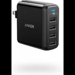 Anker Powerport 4 Multi-Device 40W USB-A Wall Charger 4X - Black (A2142J12) LANE B RACK 4 (ANKER 8)