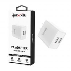 Dual USB Port - Adapter - 2 AMP - WHITE  (item#15)