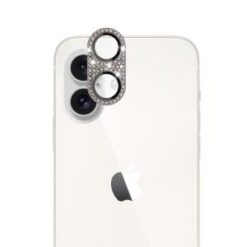 For iPhone 16 Plus 6.7 inch Diamond Bling Camera Lens Full Tempered Glass - Black