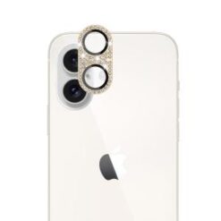 For iPhone 16 Plus 6.7 inch Diamond Bling Camera Lens Full Tempered Glass - Gold